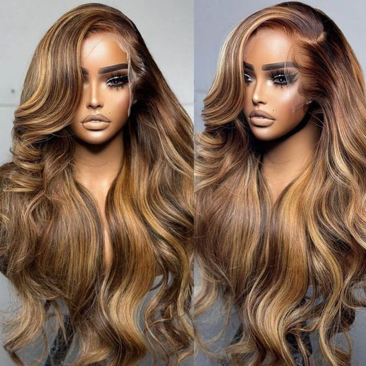 4-27 Highlight Color Lace Frontal Wig Straight/Body/Deep/Water