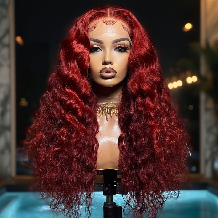 Dark Red 99j Color Lace Wig Straight/Body