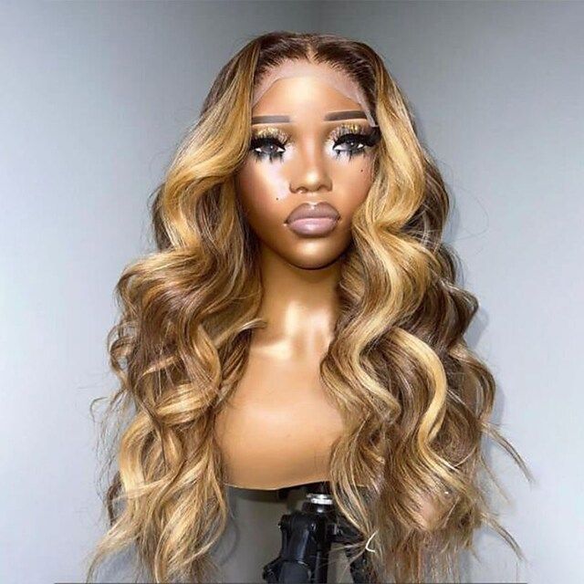 10A Highlight 4/27 Long Inch Lace Frontal Wigs Human Hair